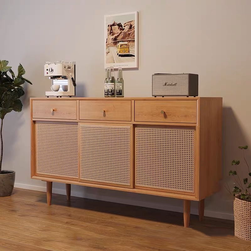 Farmhouse cane wood sideboard