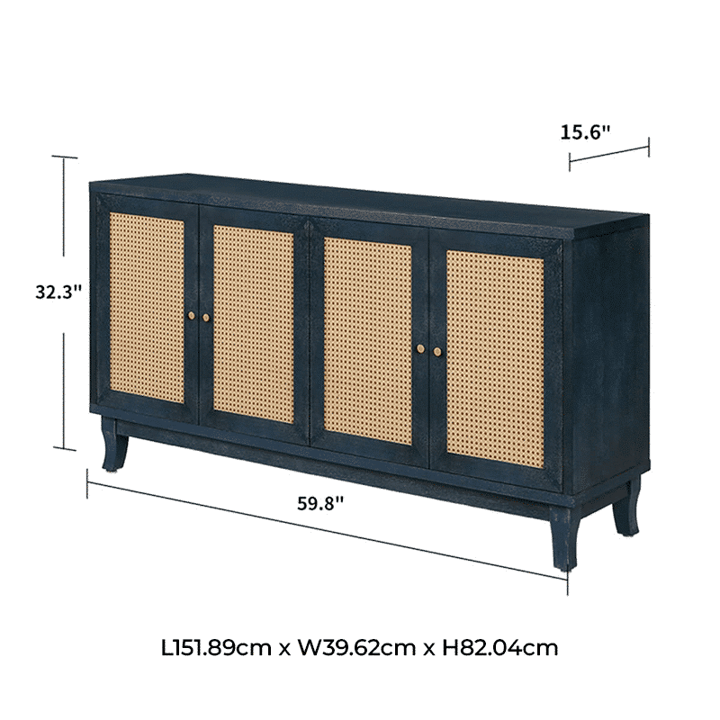 Blue wood sideboard with
