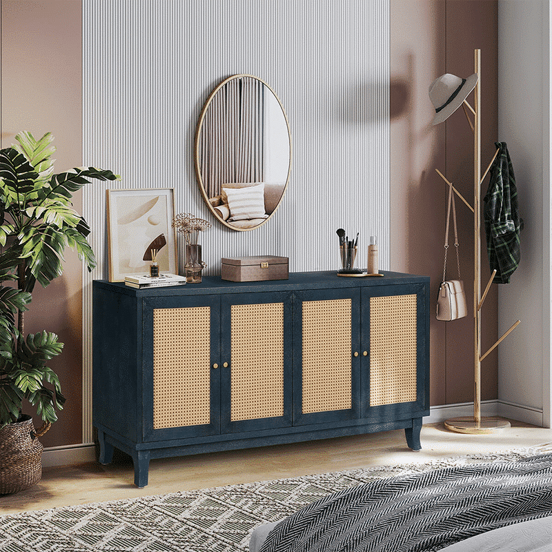 Blue wood sideboard with