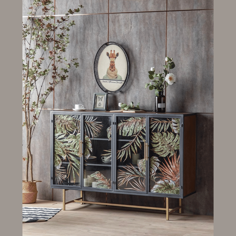 Tropical palm leaves sideboard