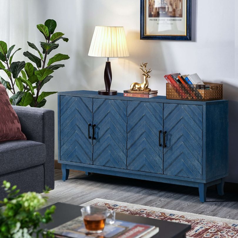 AntiqueVintageNavyBlueSideboardCabinetwith4Doors_11.jpg Antique vintage navy