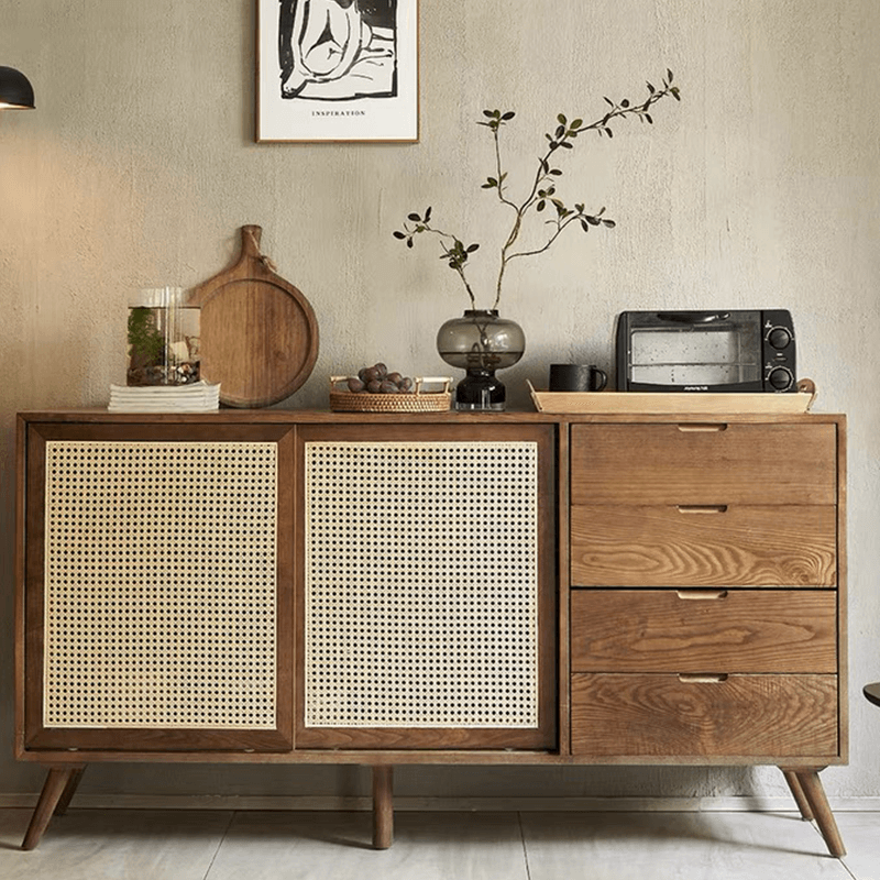 Rattan cane credenza