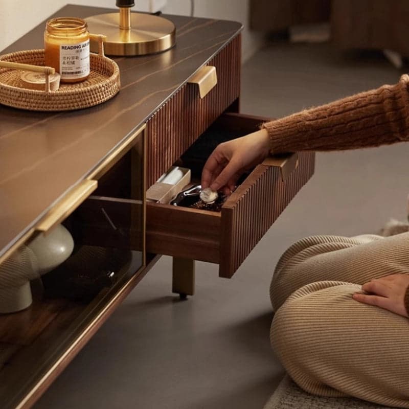 Modern-Walnut-TV-Stand-with-Glass-Door-Storage-Drawers-and-Stainless-Steel-Legs.jpg Modern walnut TV