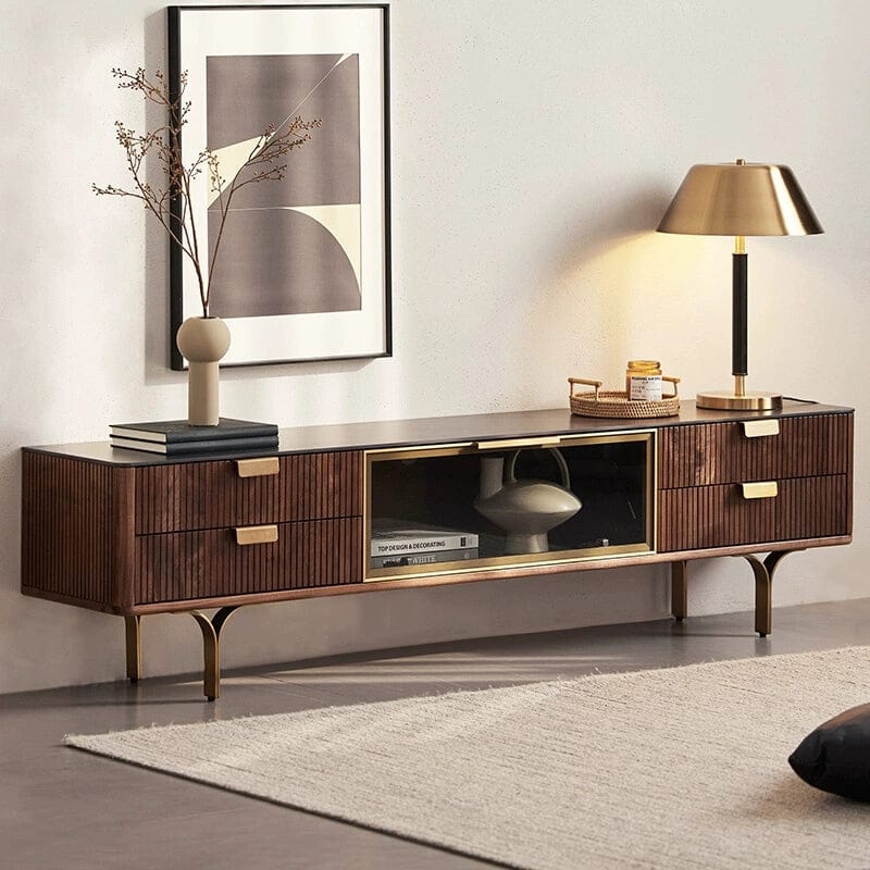 Modern walnut TV stand with