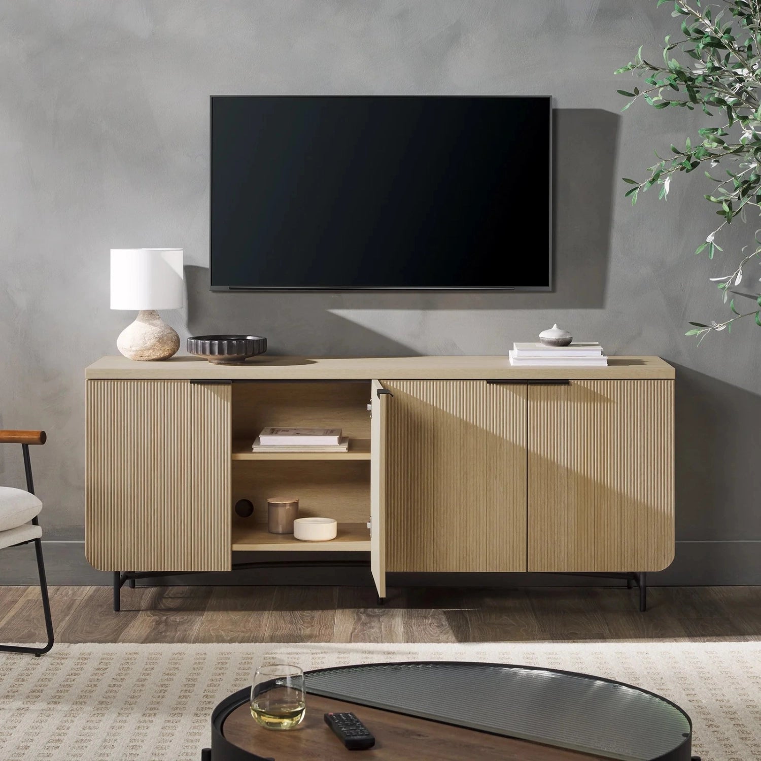Modern fluted sideboard with