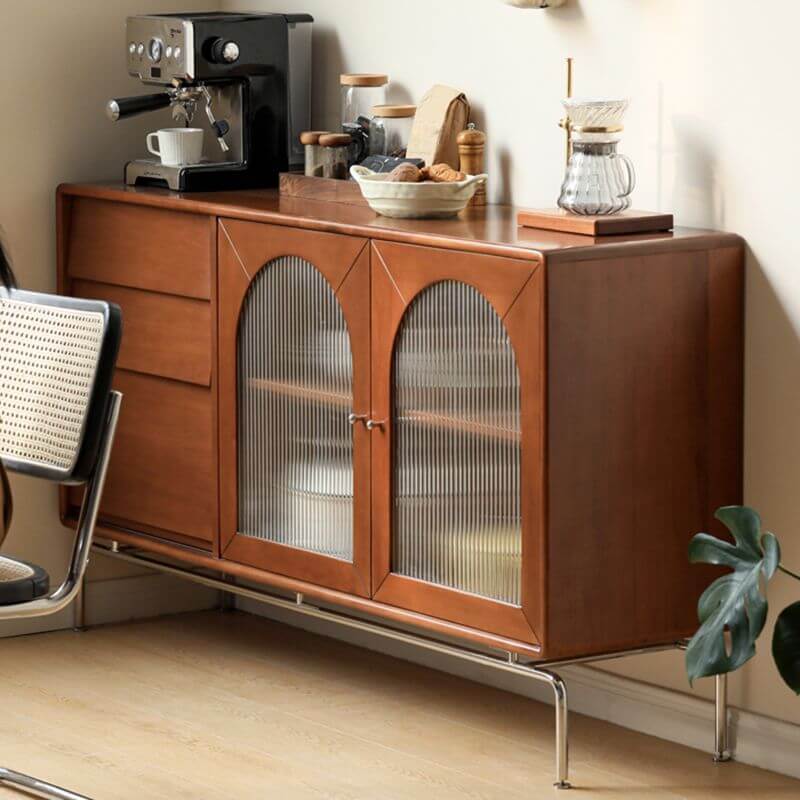 ModernBrownWoodenSideboardwithMetalbase-1.jpg Modern brown wooden sideboard with