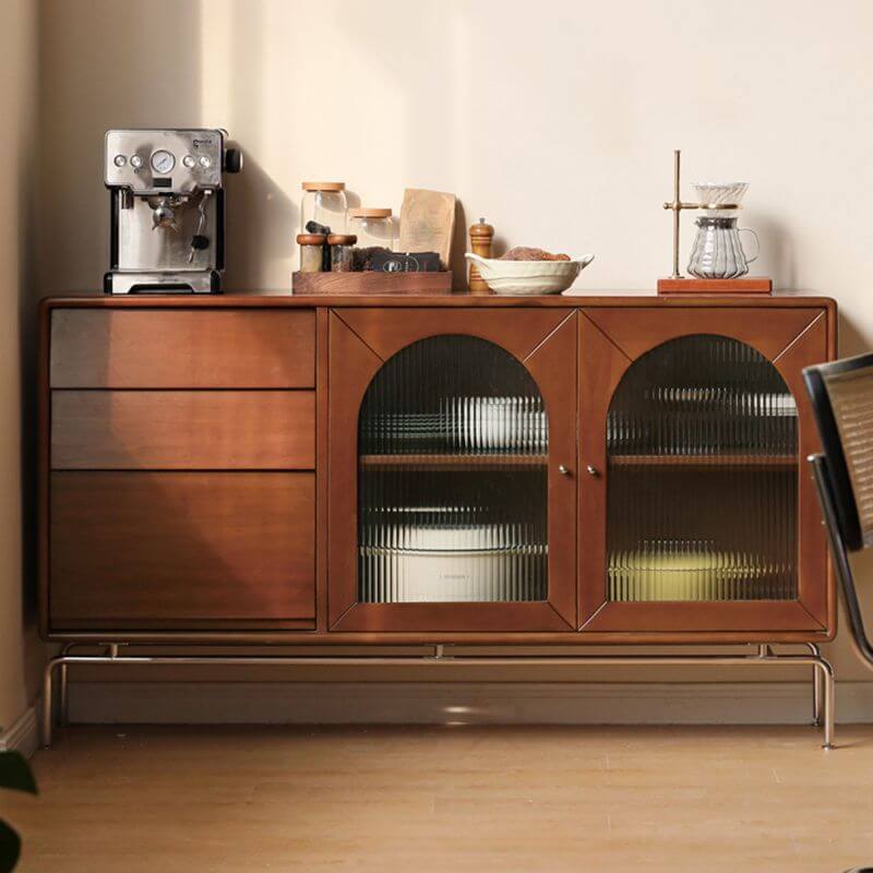 Modern brown wooden sideboard with