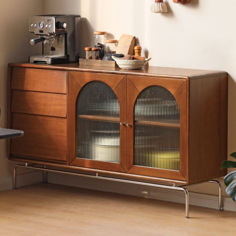 Modern brown wooden sideboard with