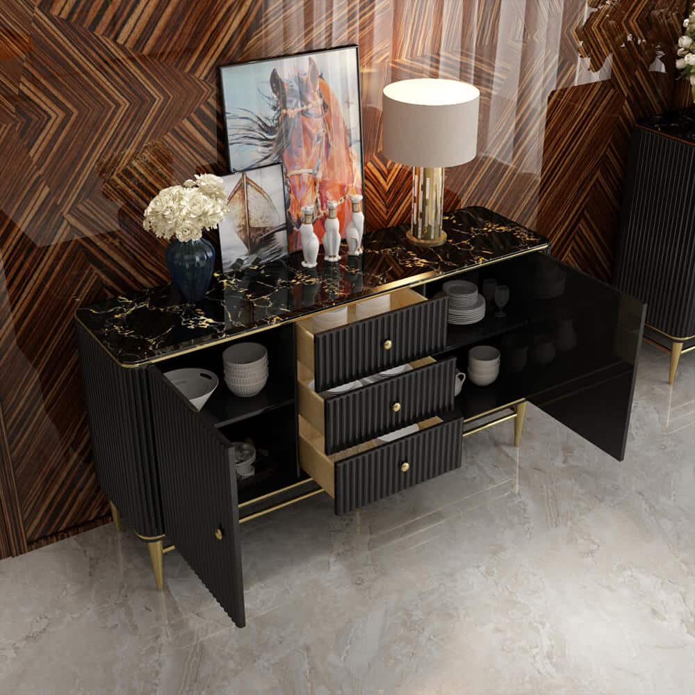 ModernRibbedWoodBuffetCabinetwithGold-platedLegs-1.jpg Modern ribbed wood