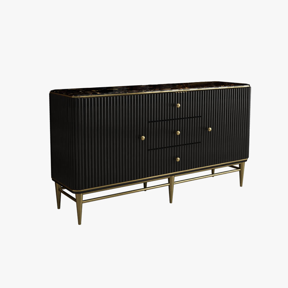 ModernRibbedWoodBuffetCabinetwithGold-platedLegs-8.jpg Modern ribbed wood buffet
