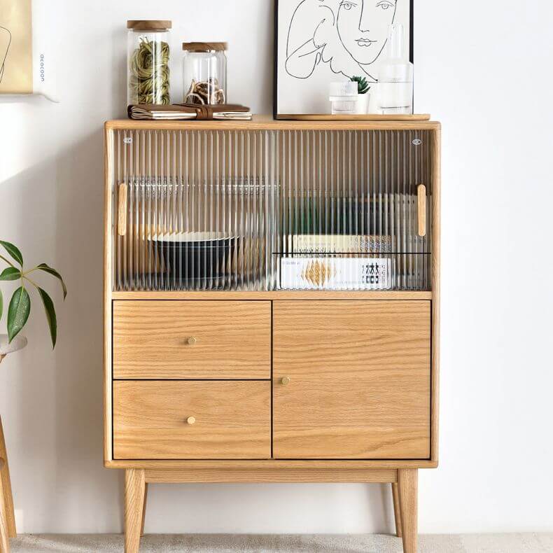 Nordic natural wood sideboard