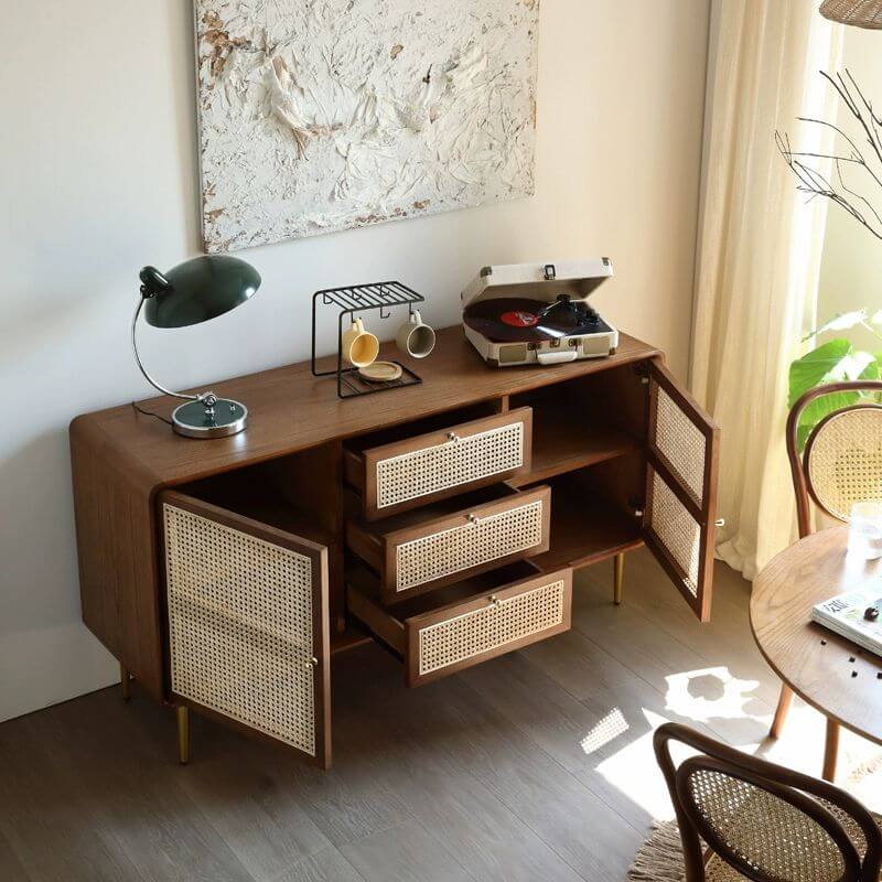 Nordic rattan sideboard buffet