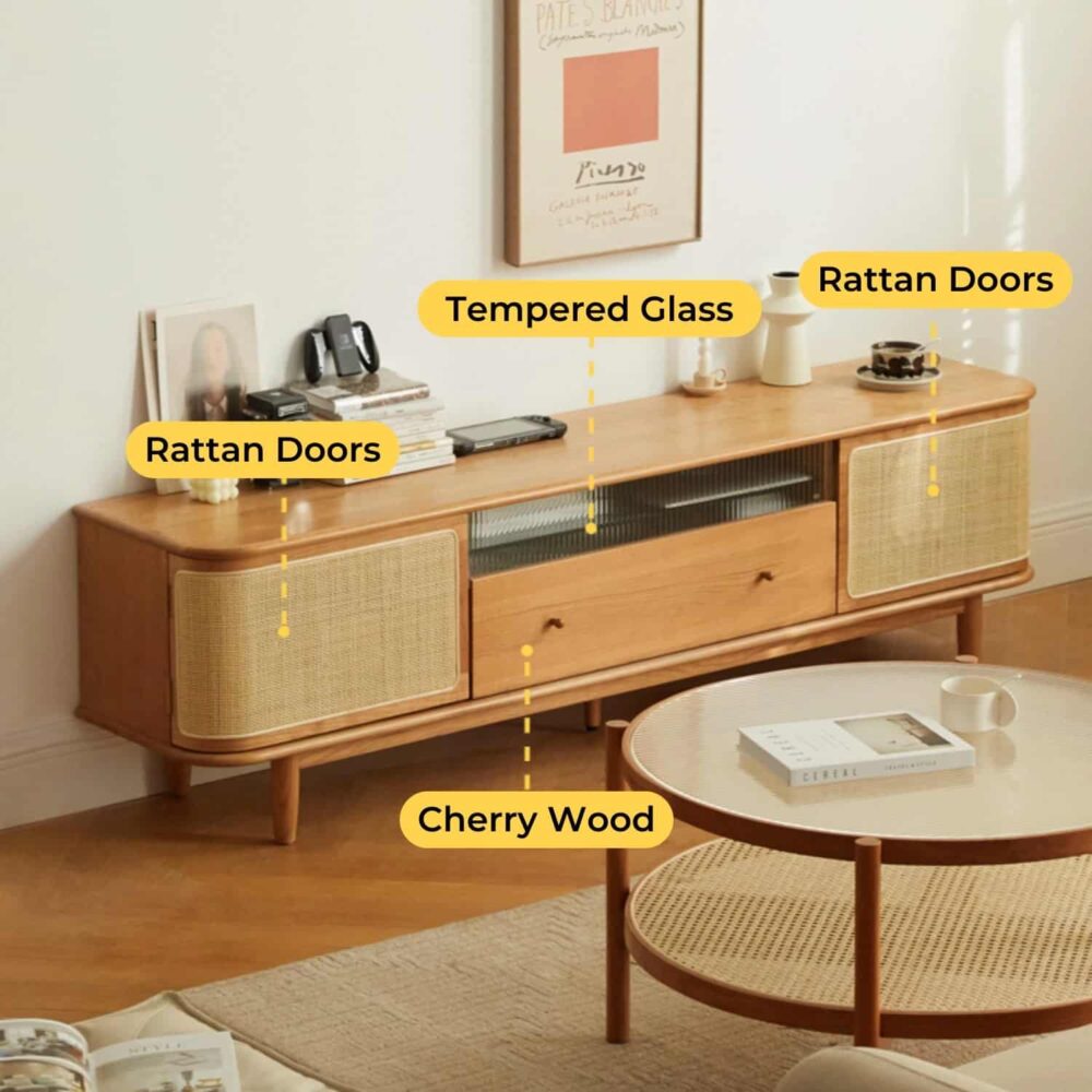 Rectangular cherry wood TV