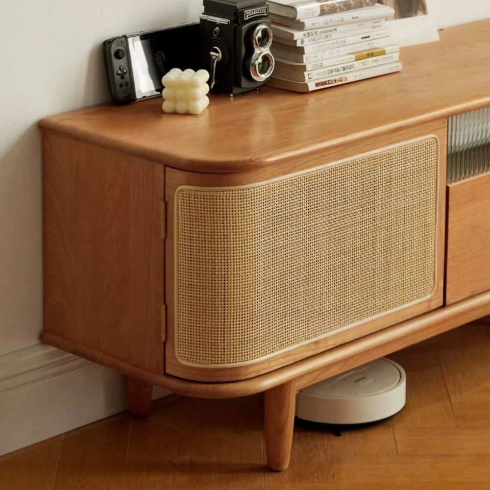 Rectangular cherry wood TV