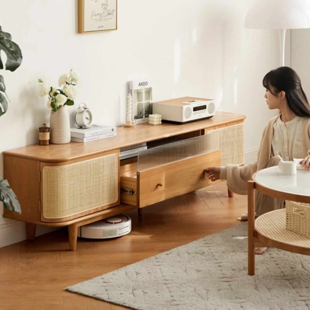 Cherry wood TV stand with