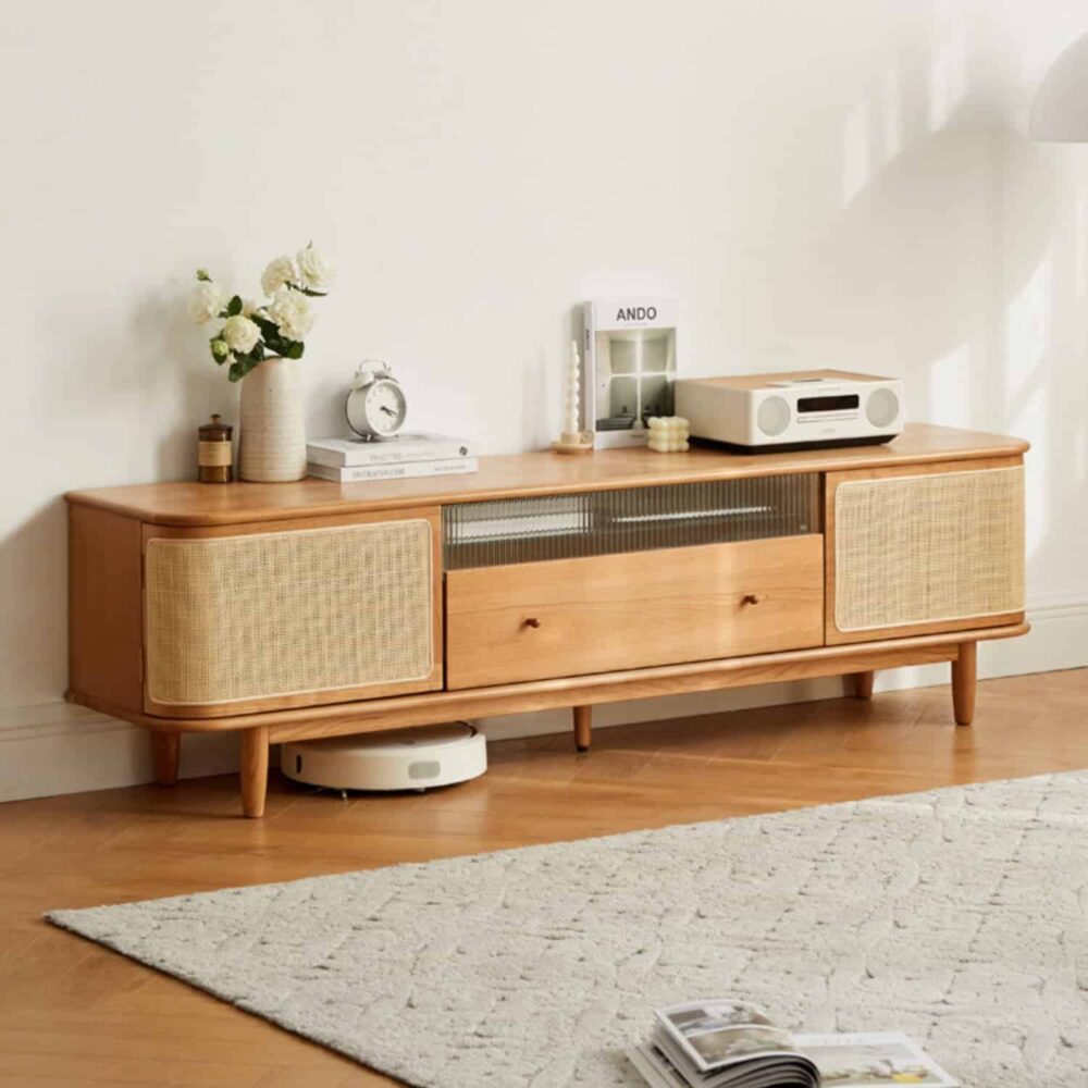 Cherry wood TV stand with
