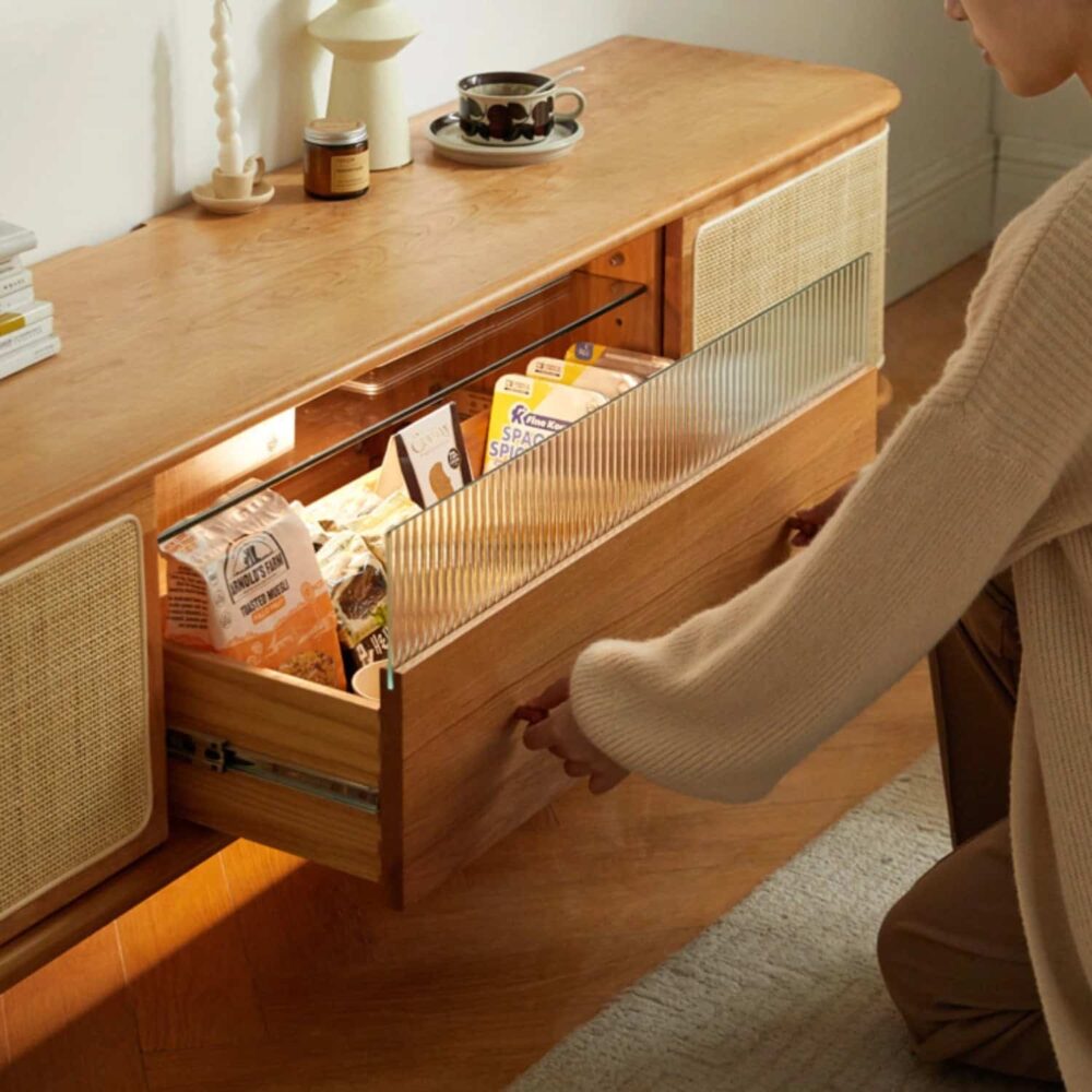 Cherry wood TV stand with