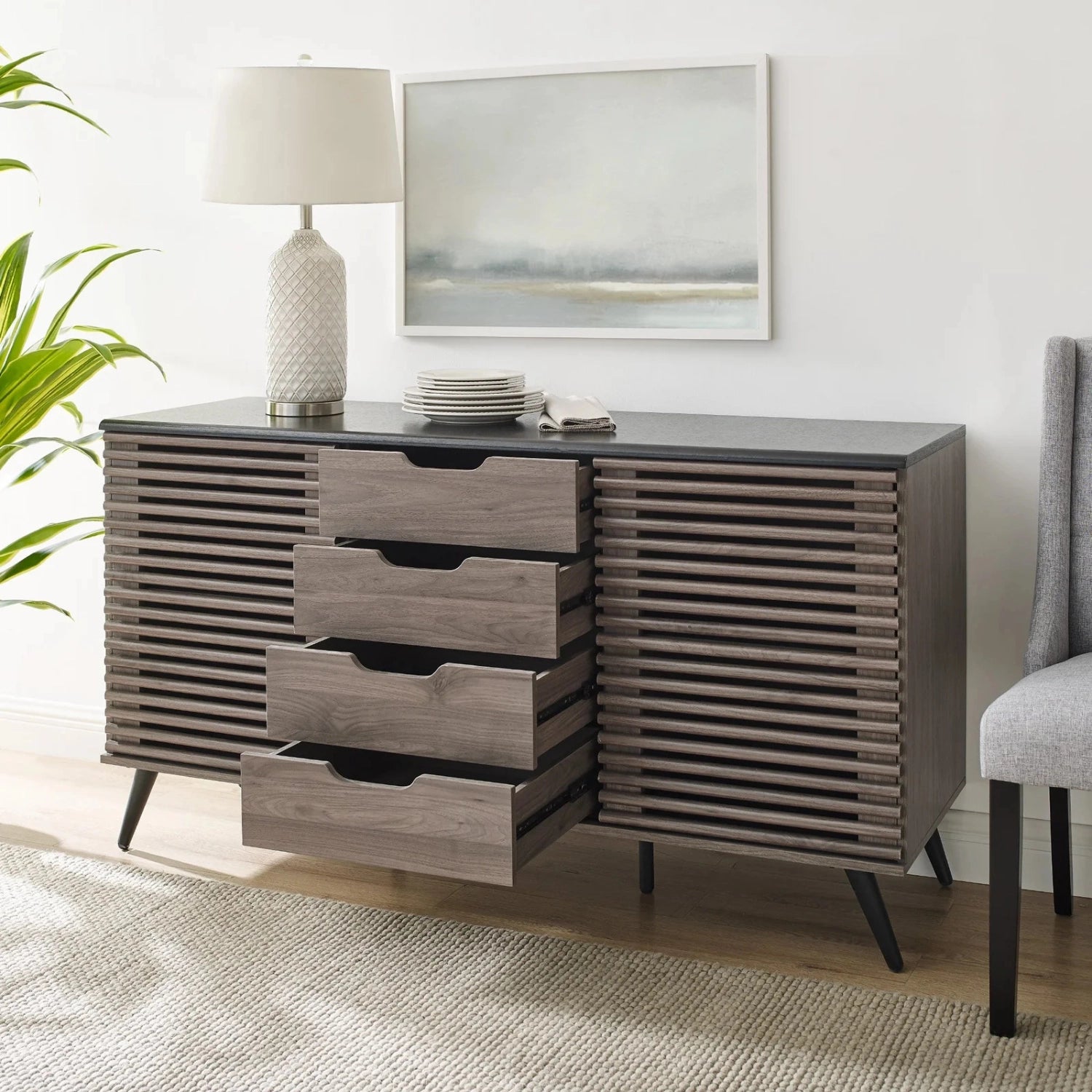 Slate grey contemporary sideboard