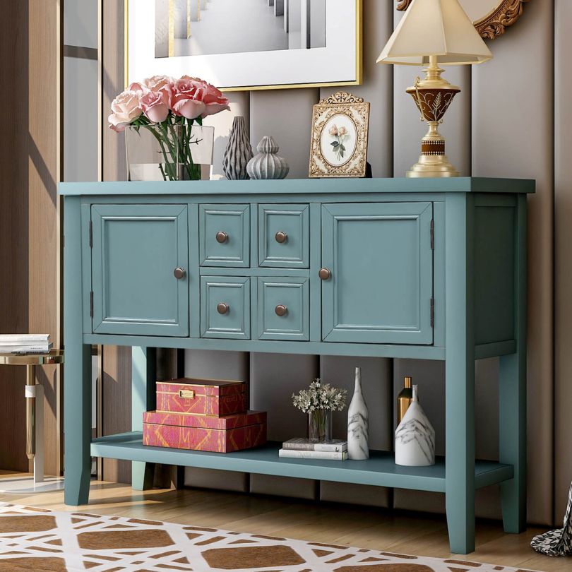 VintageSolidWoodEntrywayBuffetTablewithBottomShelf-DarkBlue_4.jpg Dark blue vintage solid wood