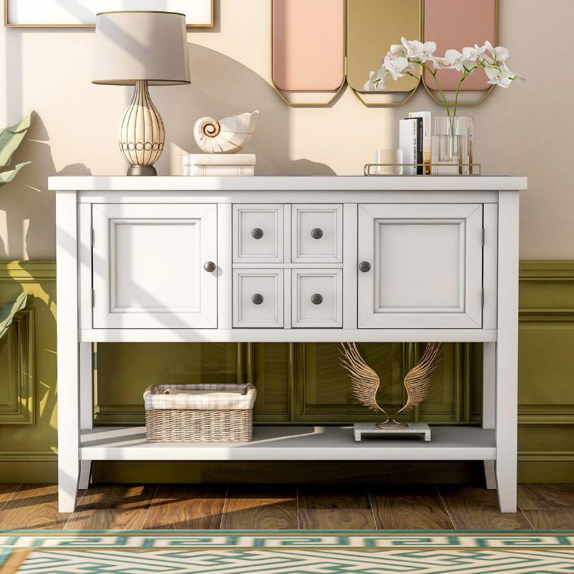 White vintage solid wood entryway