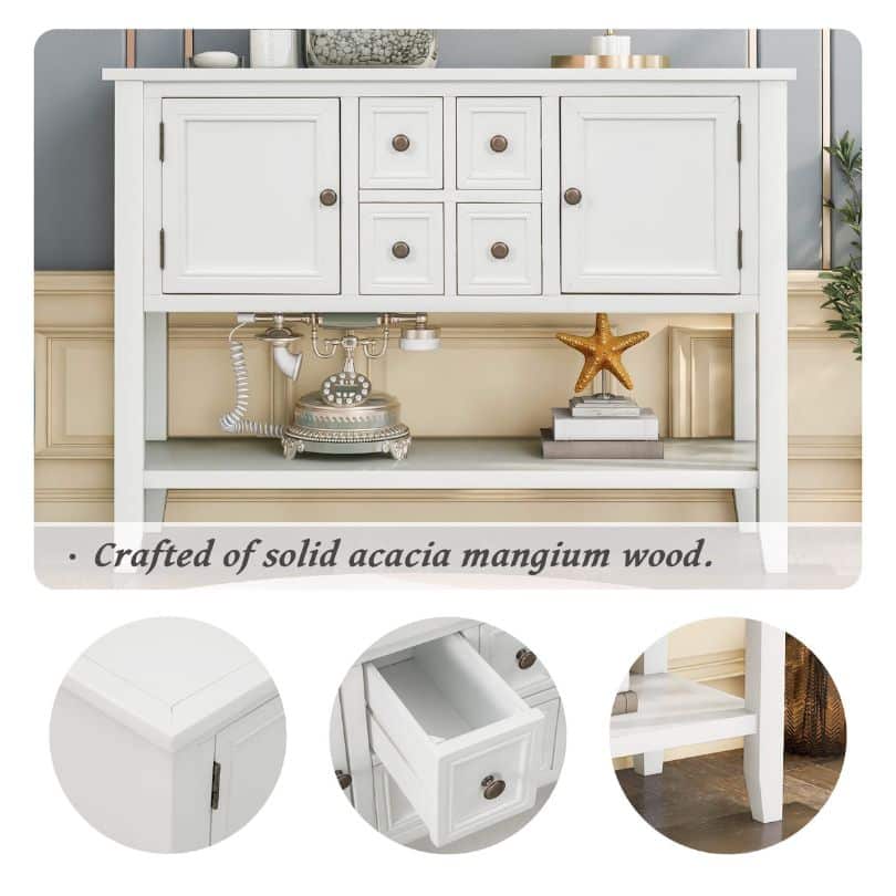 White vintage solid wood entryway