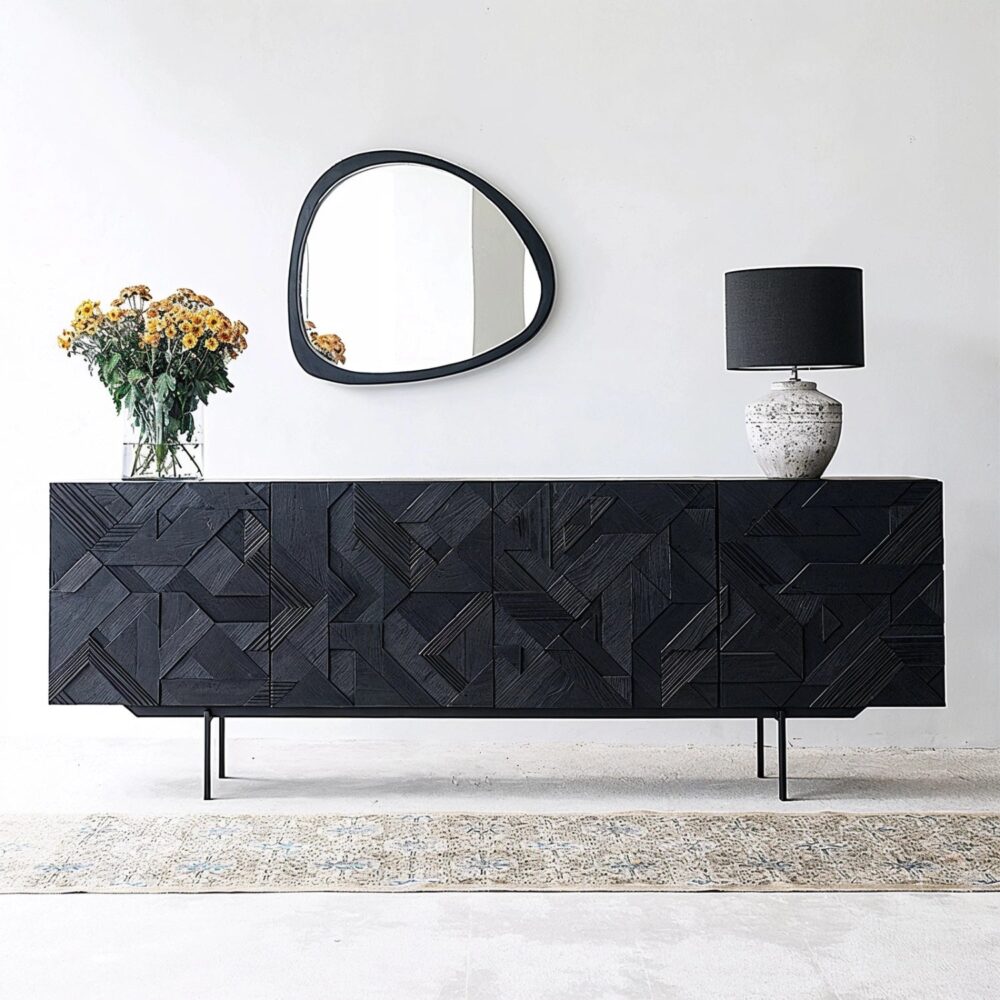 Modern black sideboard with hand