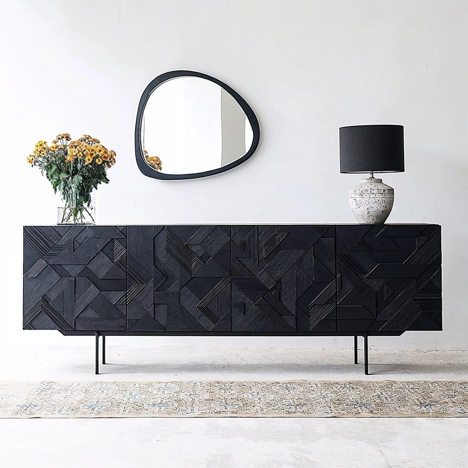 Modern black sideboard with hand