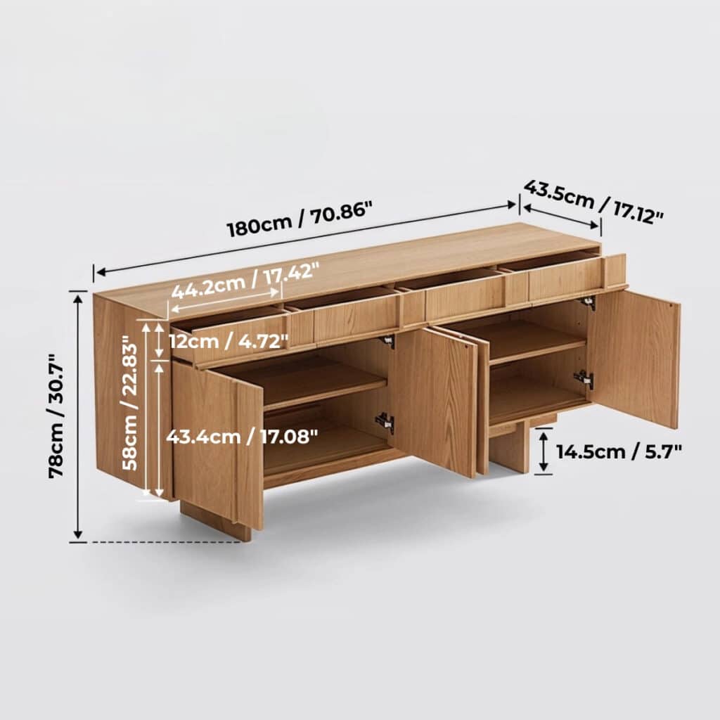 White oak sideboard buffet