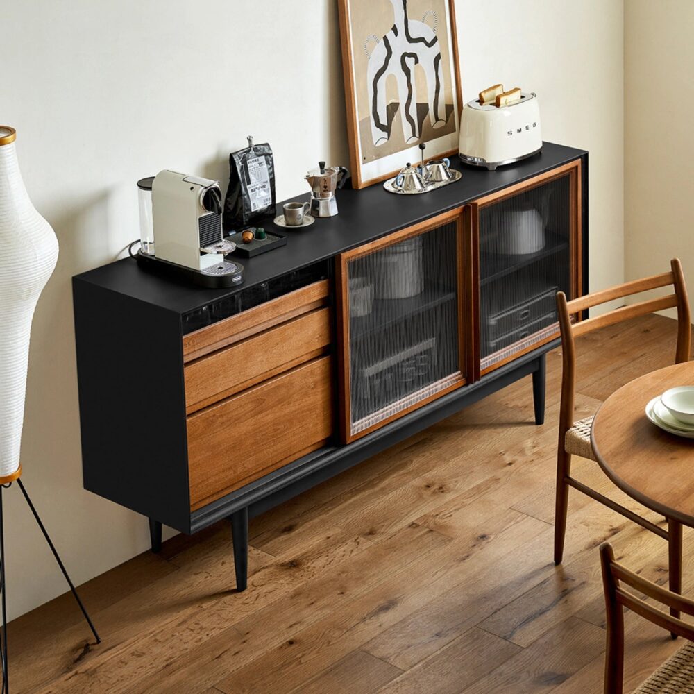 Modern black and wood