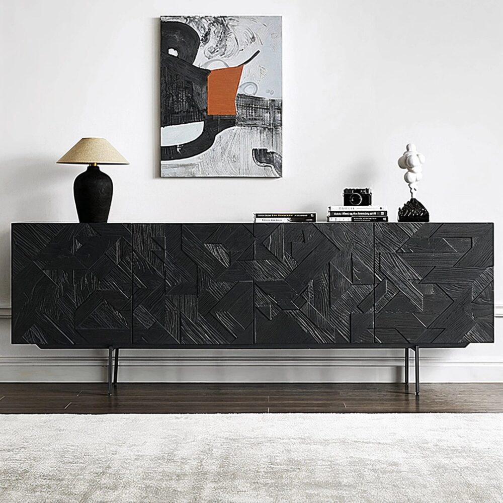 Modern black geometric sideboard