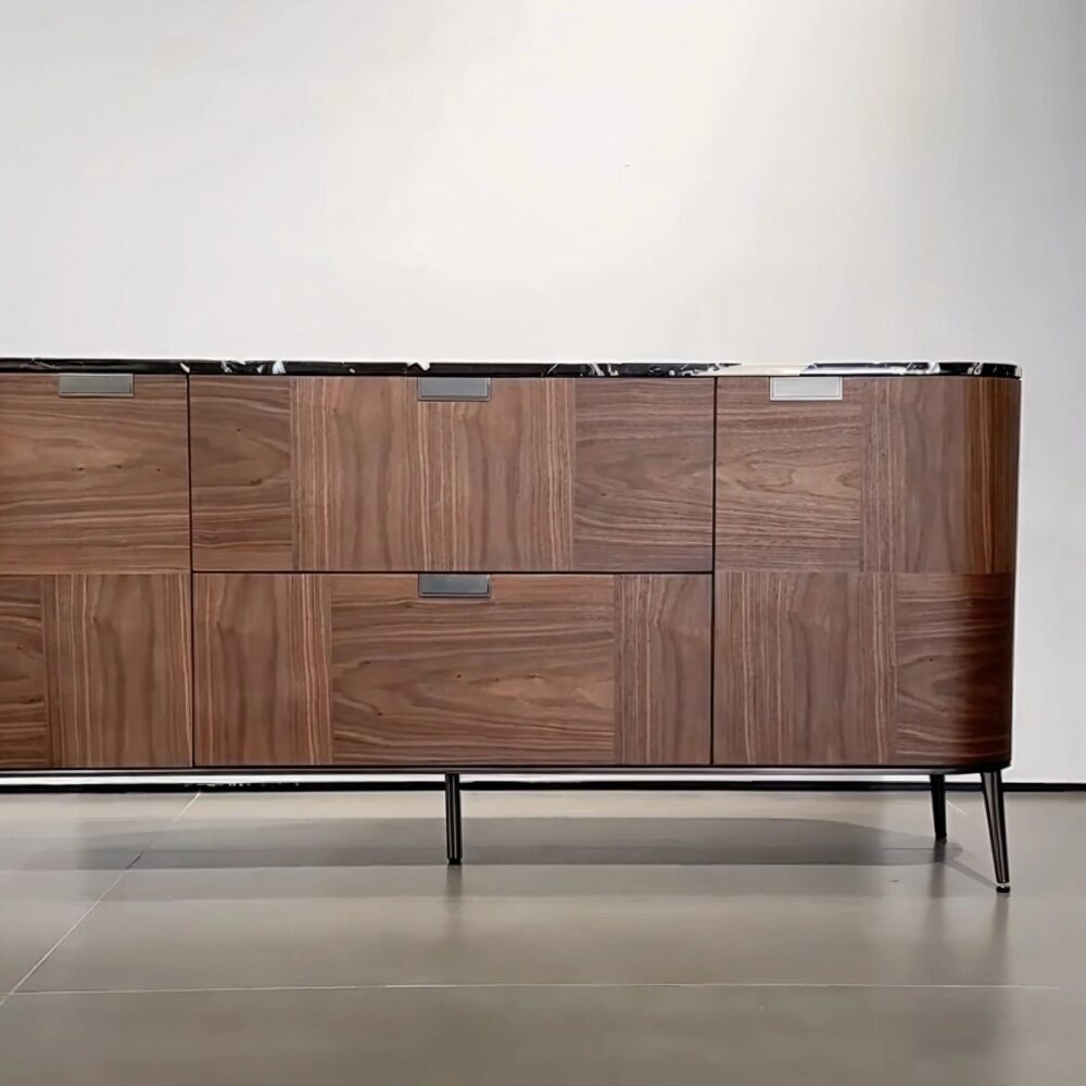 front_view_rounded_walnut_veneer_buffet_cabinet_marble_top_iron_legs.jpg Rounded walnut veneer