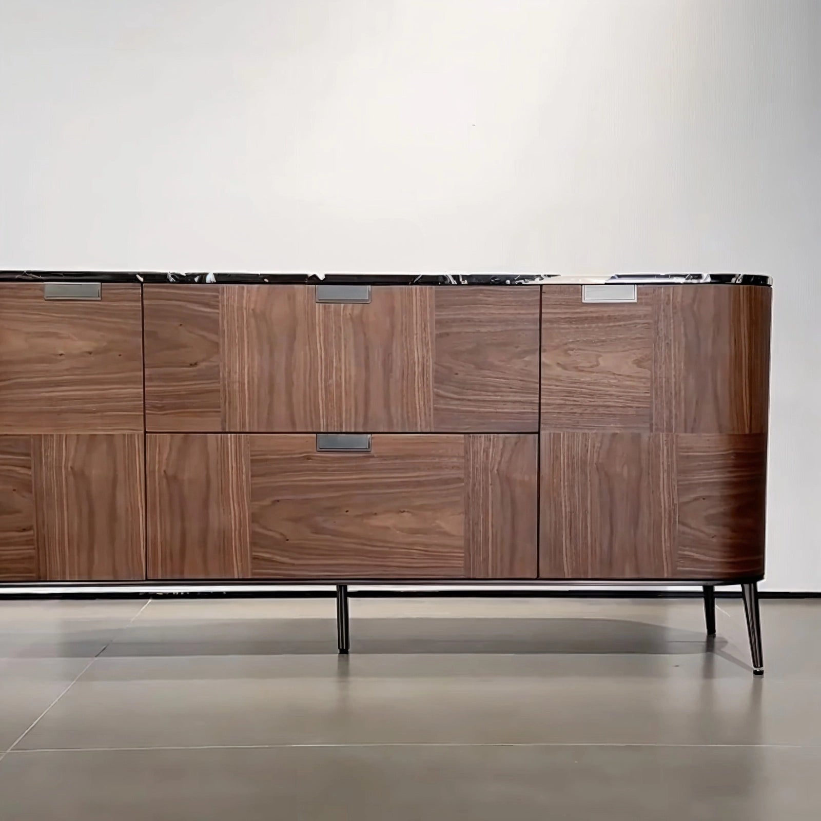 front_view_rounded_walnut_veneer_buffet_cabinet_marble_top_iron_legs.jpg Rounded walnut veneer
