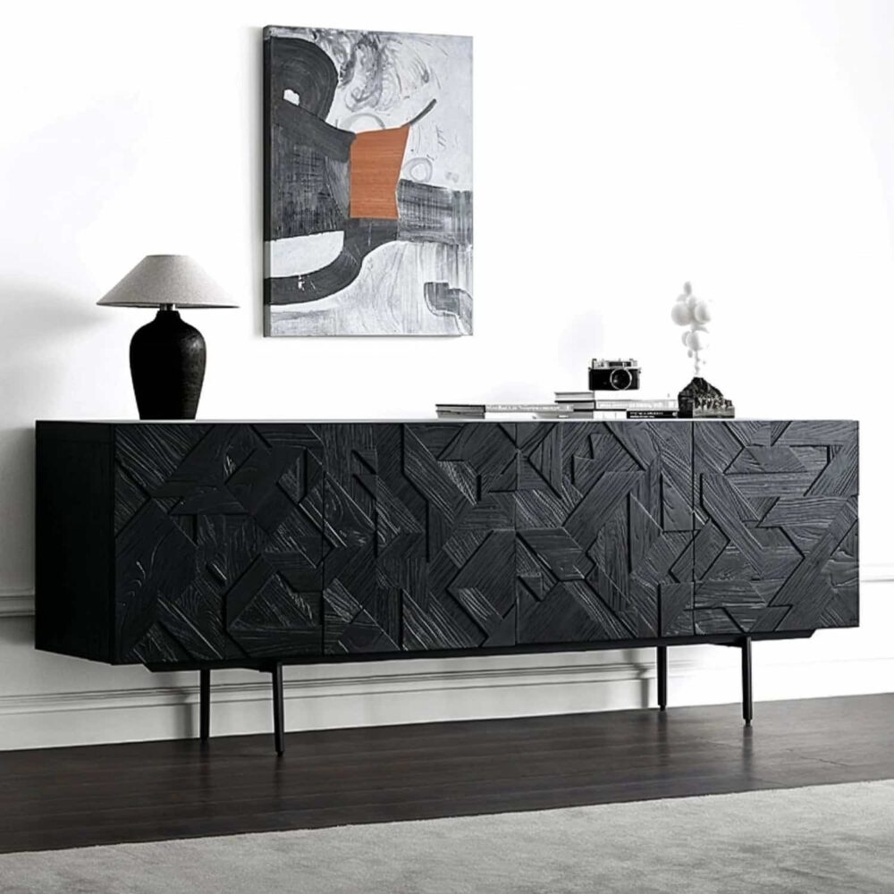 Modern black sideboard with hand