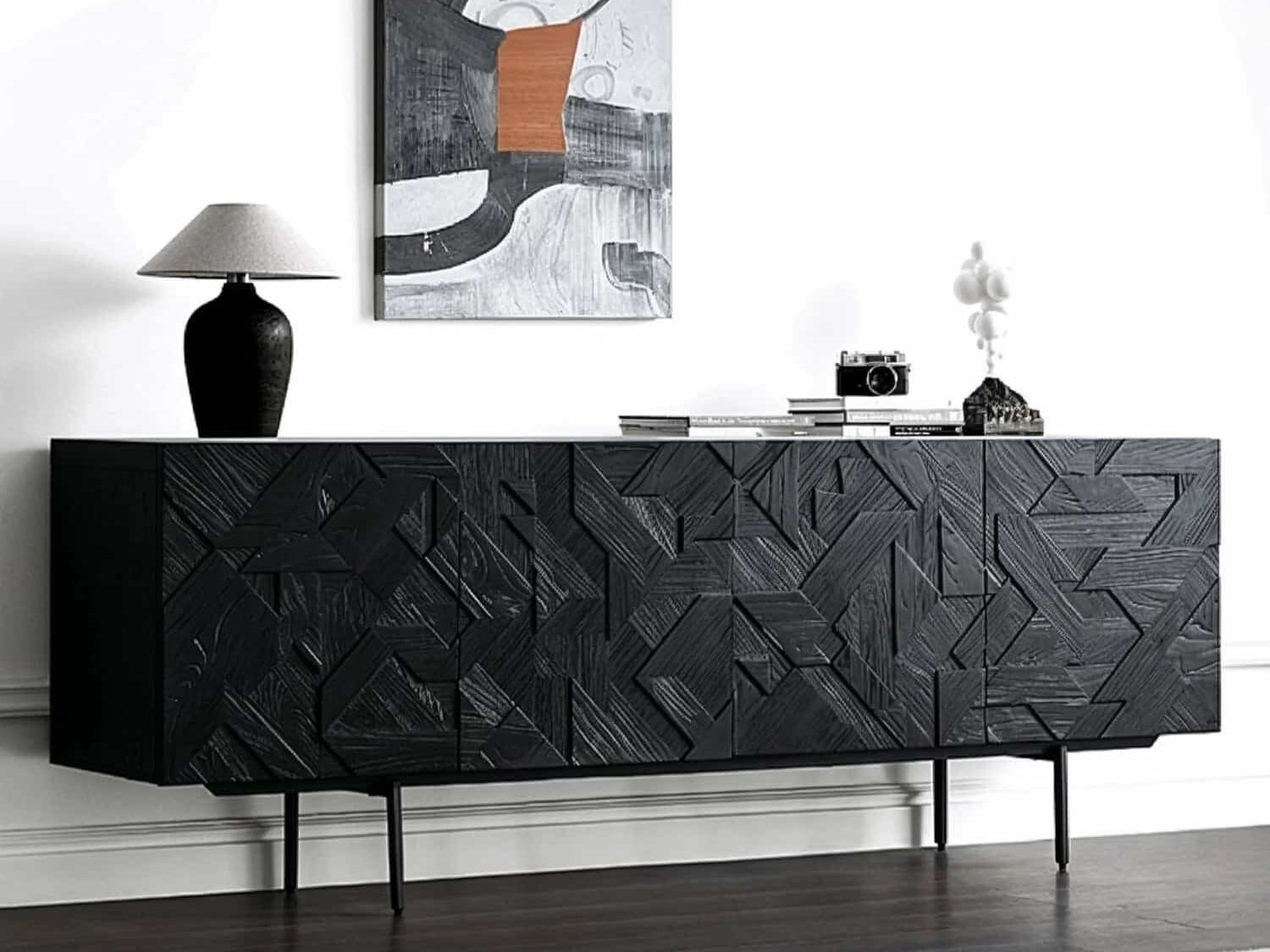 Modern black sideboard with hand