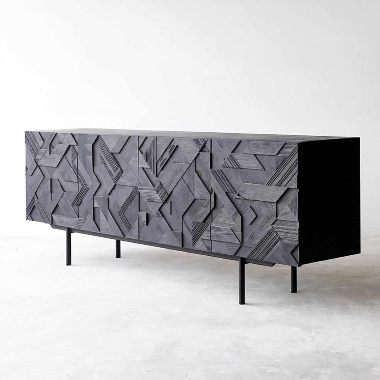 Modern black sideboard with hand