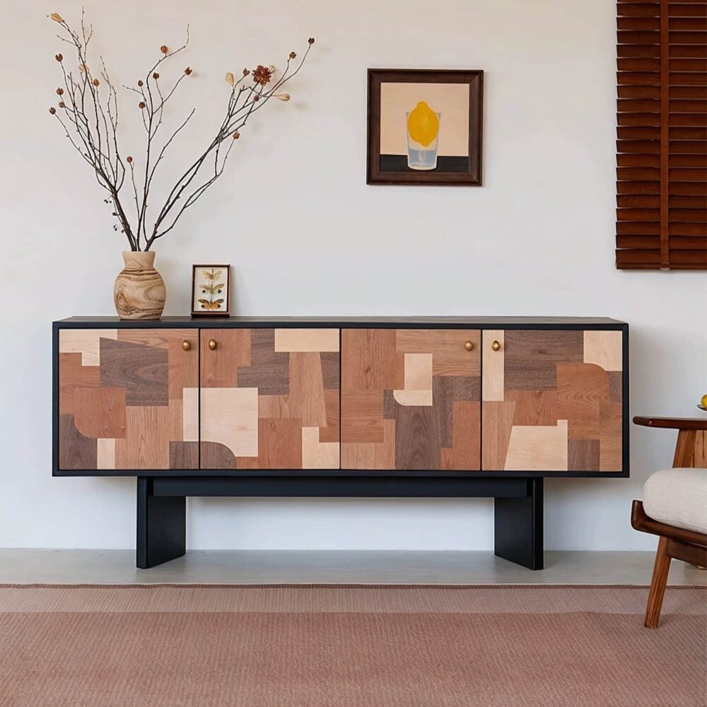Modern patchwork wood sideboard