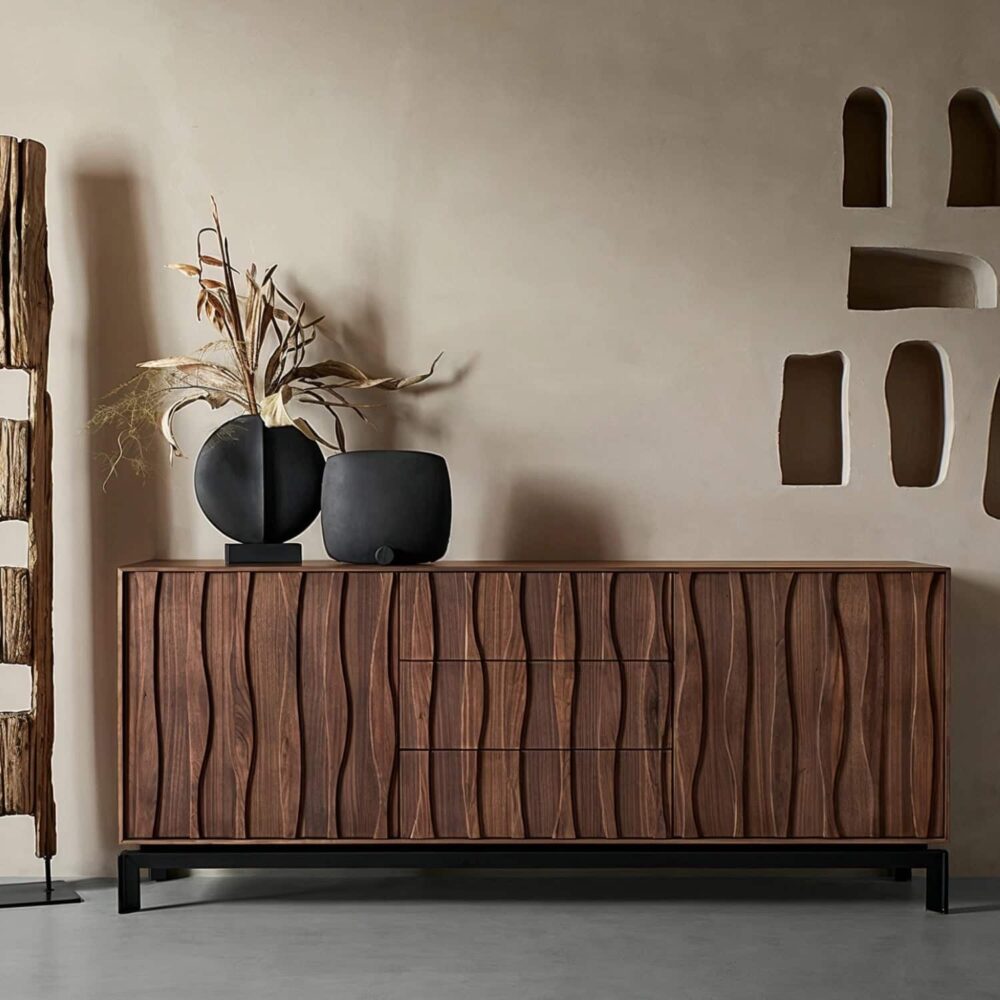 Modern walnut sideboard buffet with