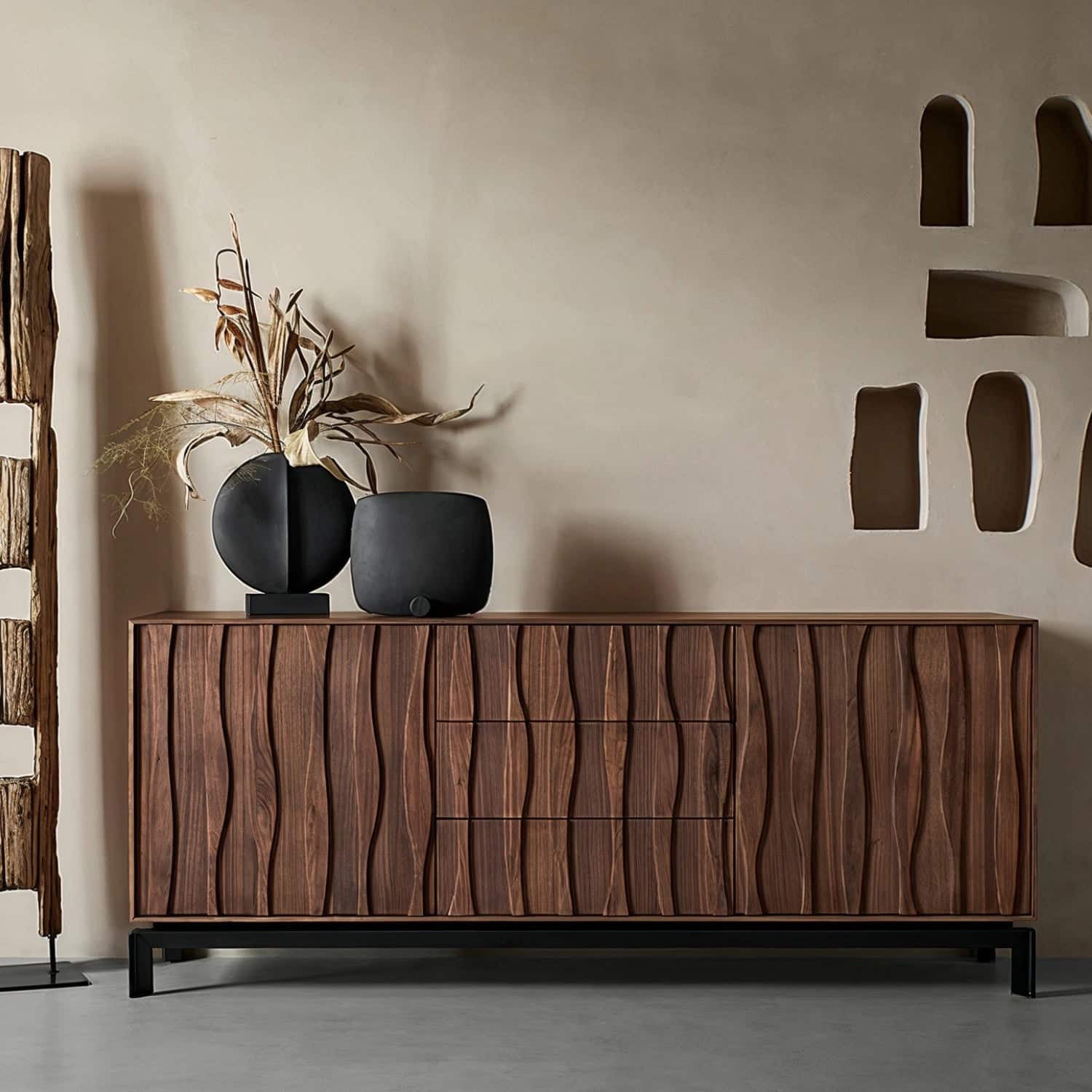 Modern walnut sideboard buffet with
