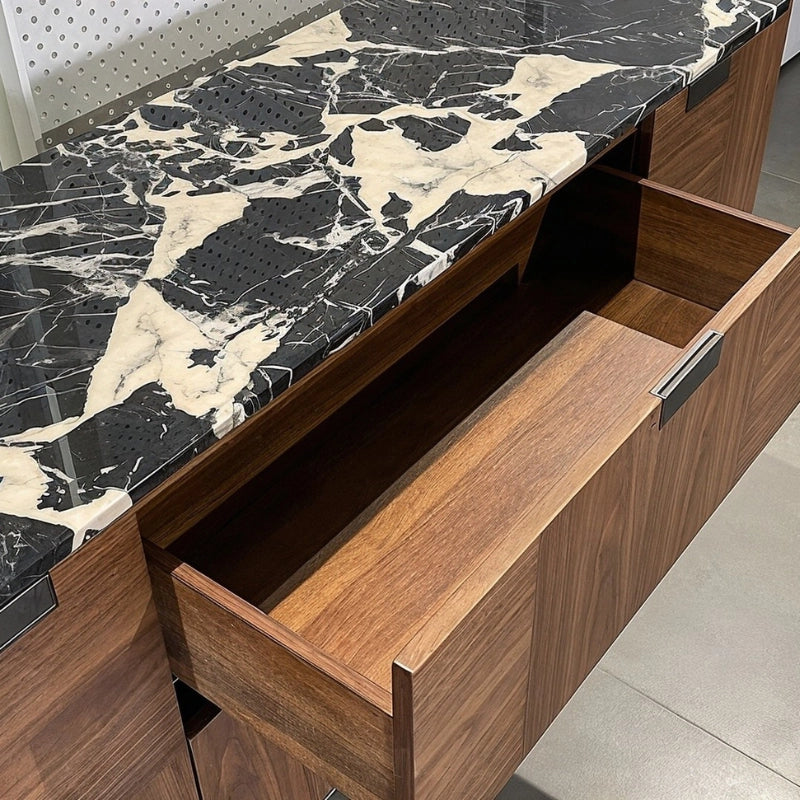 open_drawer_rounded_walnut_veneer_sideboard_black_marble_top.jpg Rounded walnut veneer