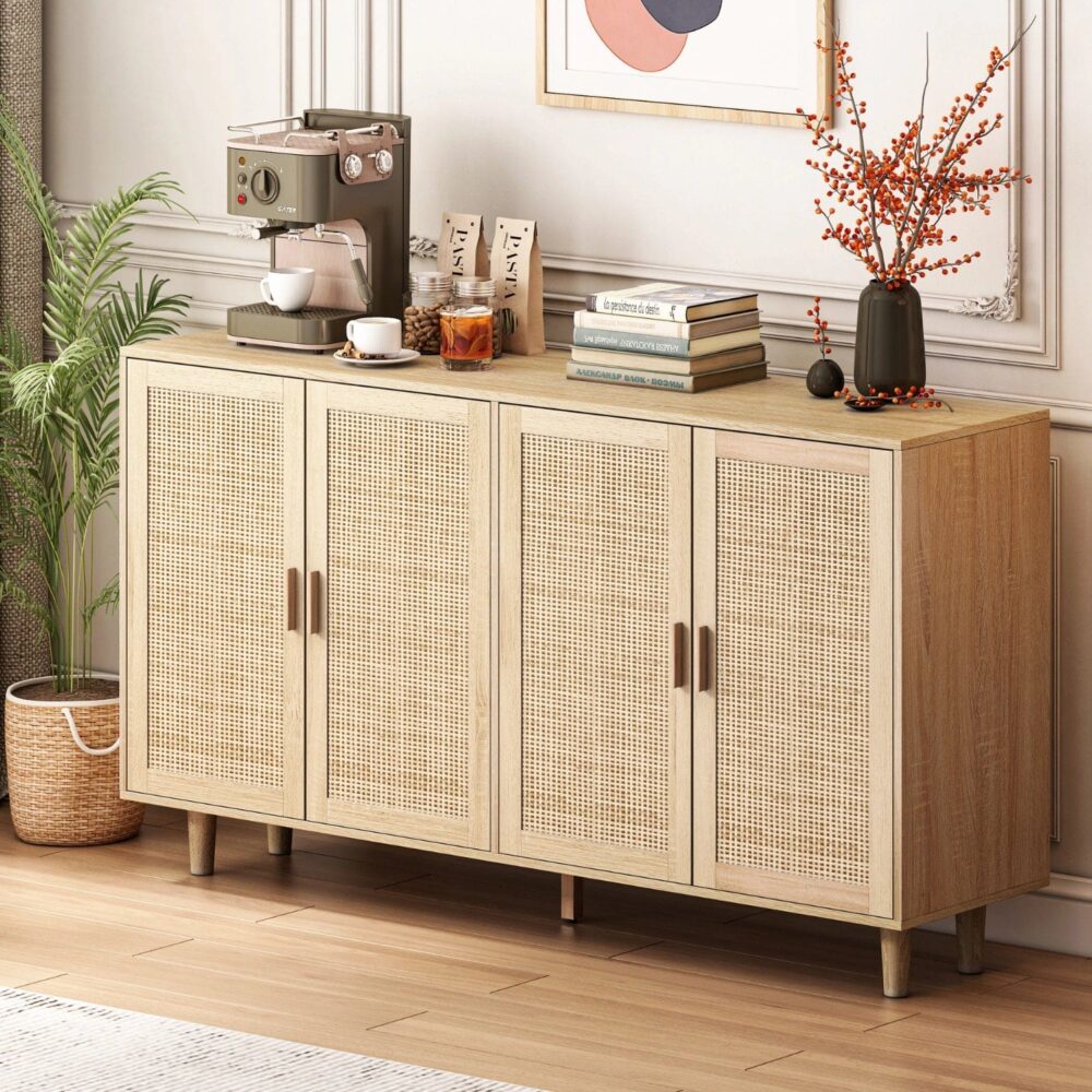 Rattan storage cabinet used