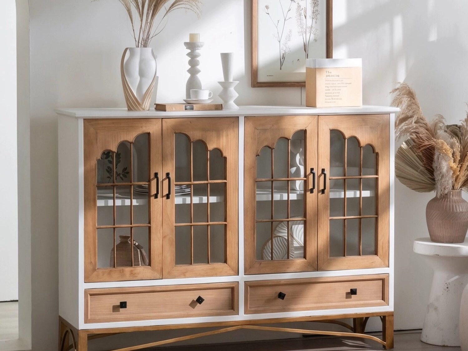 Rustic fir wood sideboard