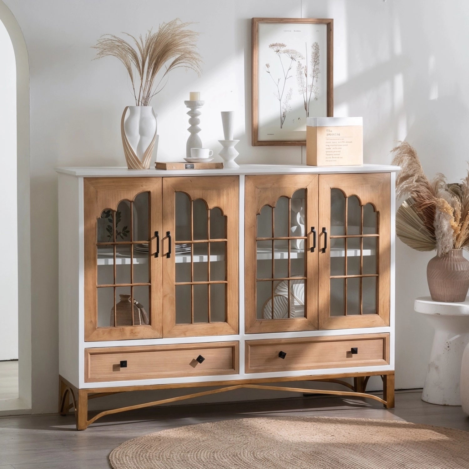 Rustic fir wood sideboard