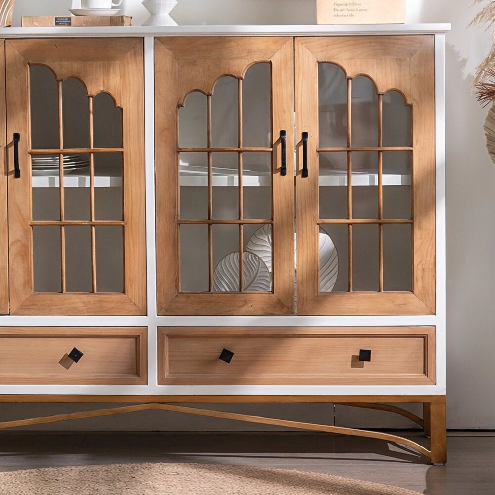 Rustic fir wood sideboard with