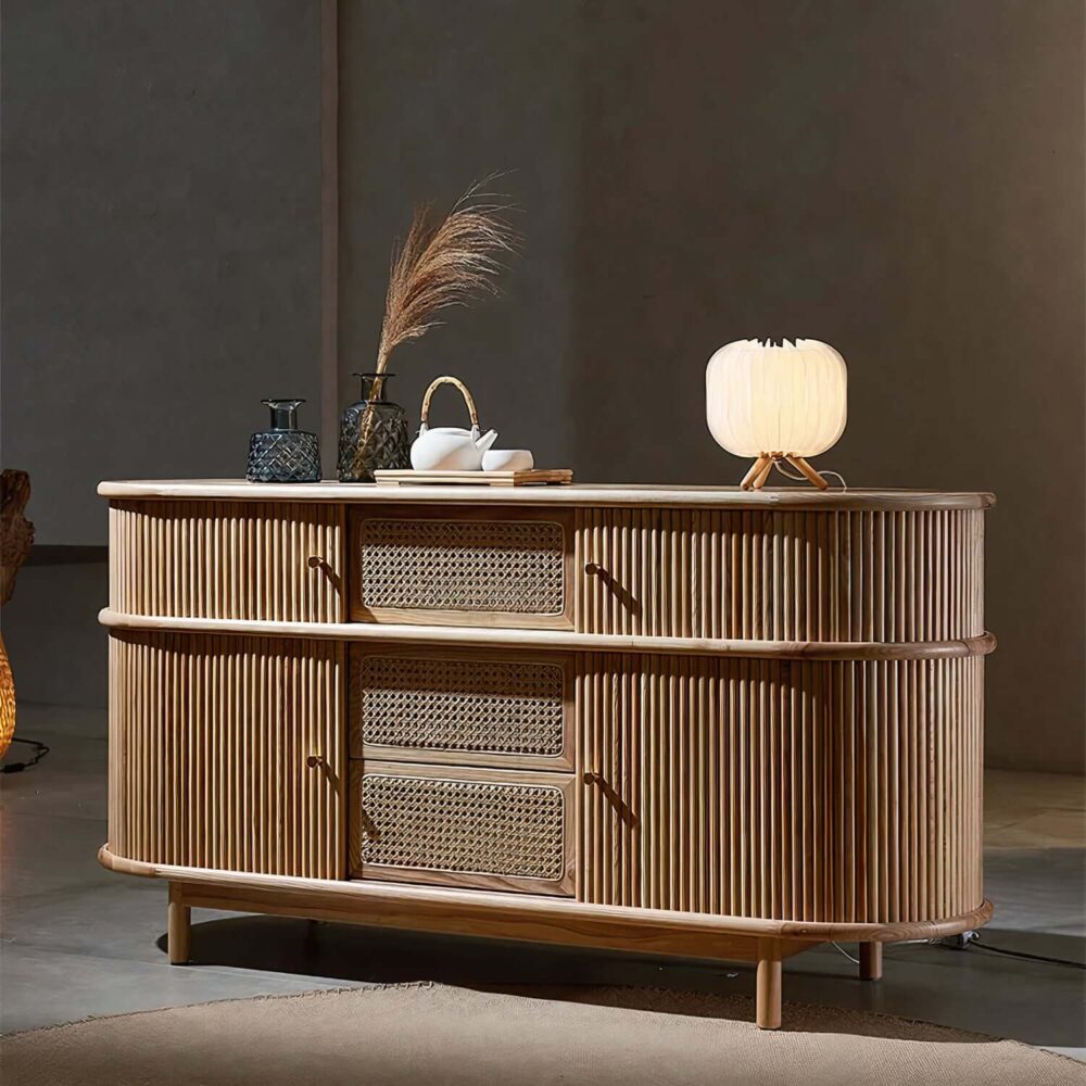 Sergio Cabinet with woven rattan