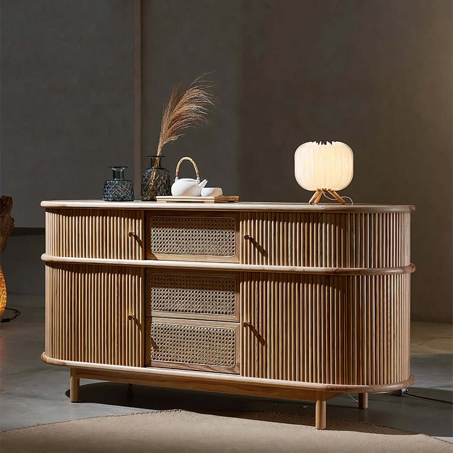 Sergio Cabinet with woven rattan