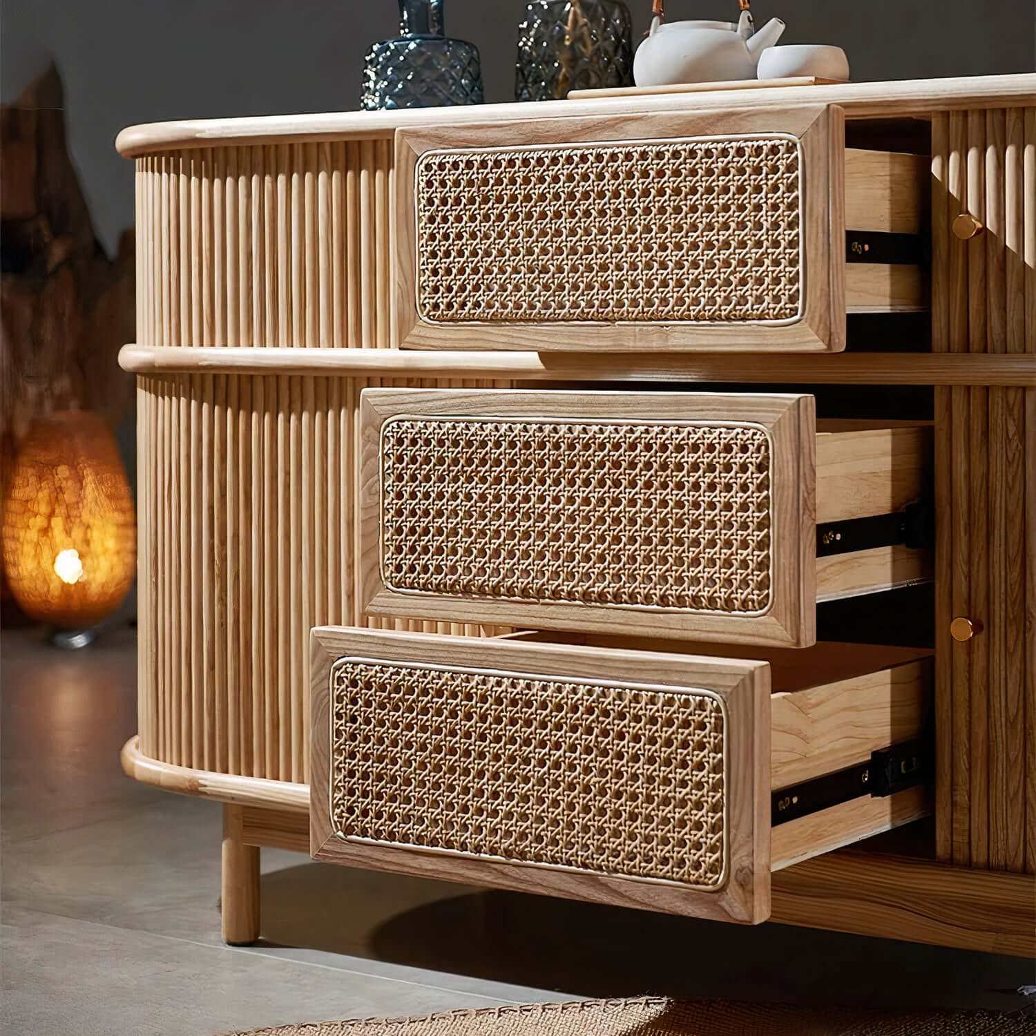 Sergio Cabinet with woven rattan