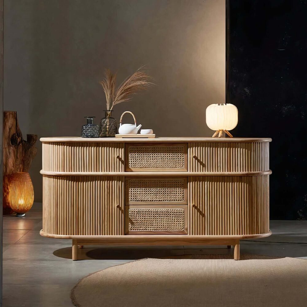 Sergio Cabinet with woven rattan