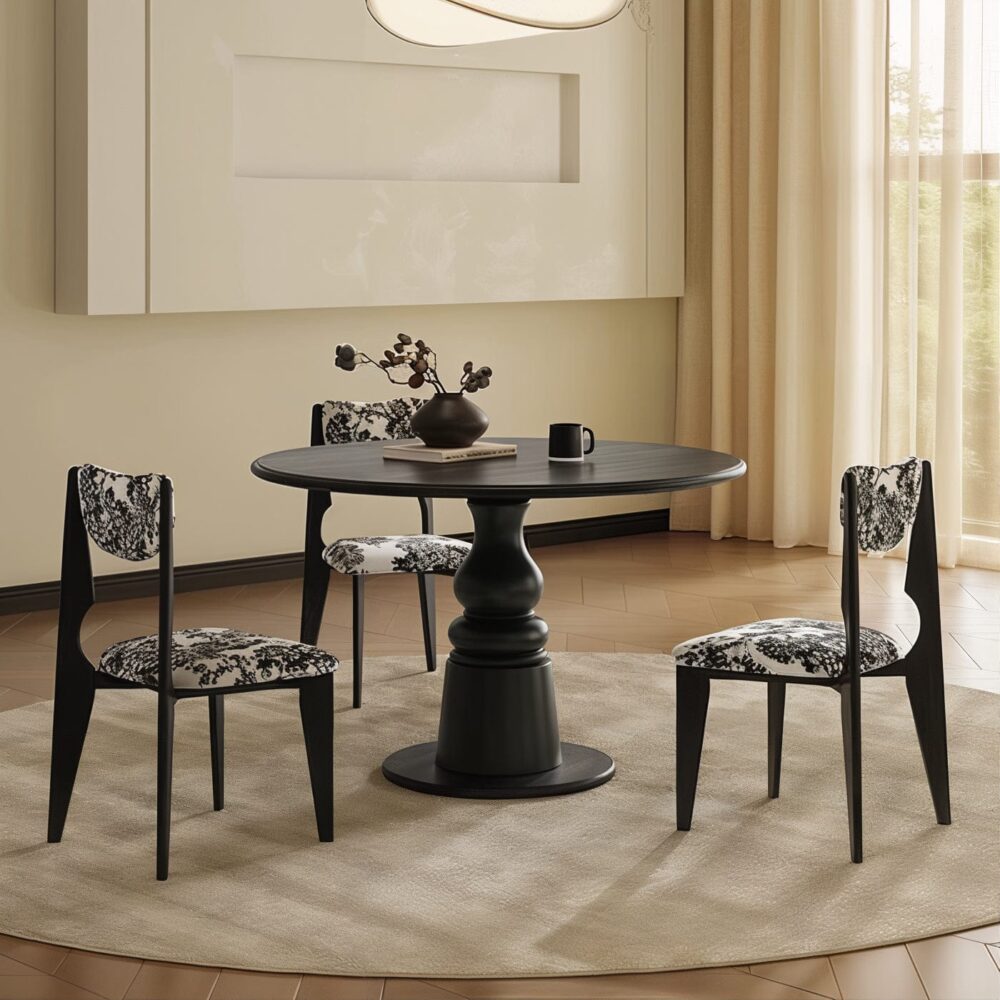 Black round dining table