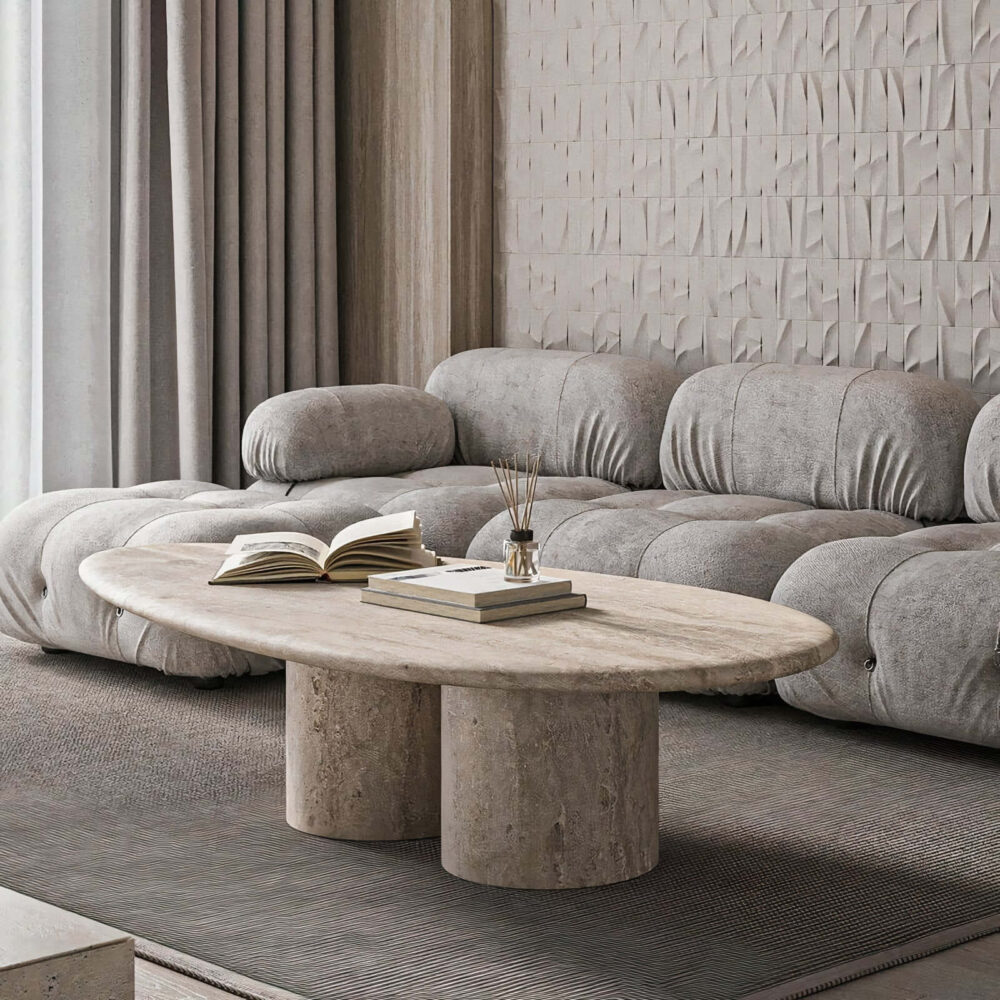 Oval travertine