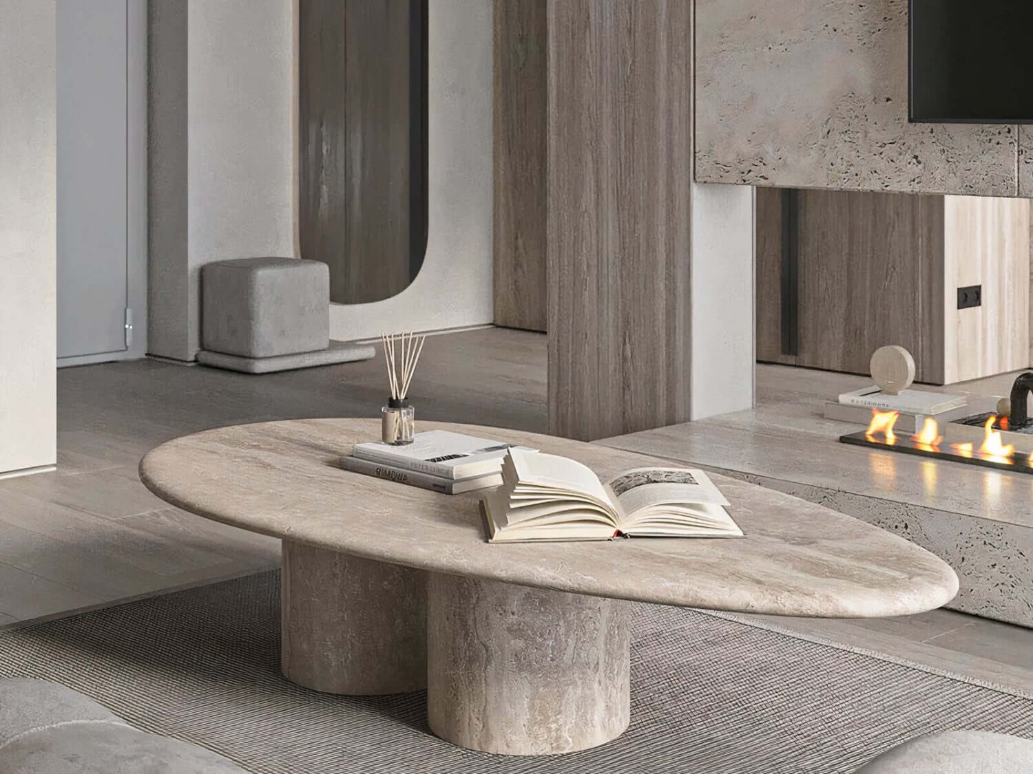 Oval travertine Riko